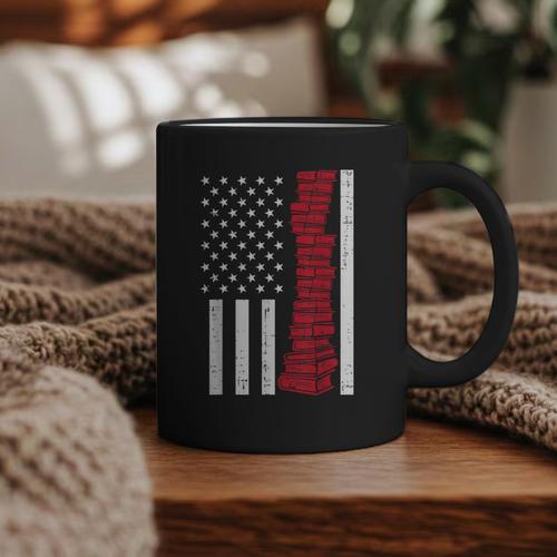 America Flag Read Book Reading Librarian Men Women Kids Graphic Print Coffee Mug - Bookorys UK