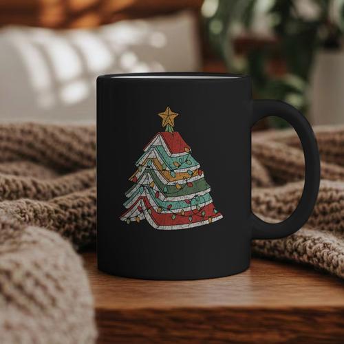 Book Christmas Tree For Librarians Book Lovers Graphic Print Coffee Mug - Bookorys DE