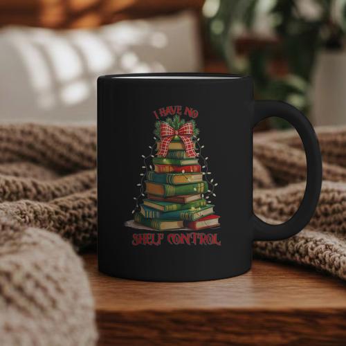 Book Lover Christmas Tree I Have No Shelf Control Graphic Print Coffee Mug - Bookorys DE