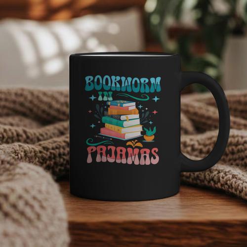 Book Reader Librarian Bookworm In Pajamas Book And Pajama Graphic Print Coffee Mug - Bookorys UK