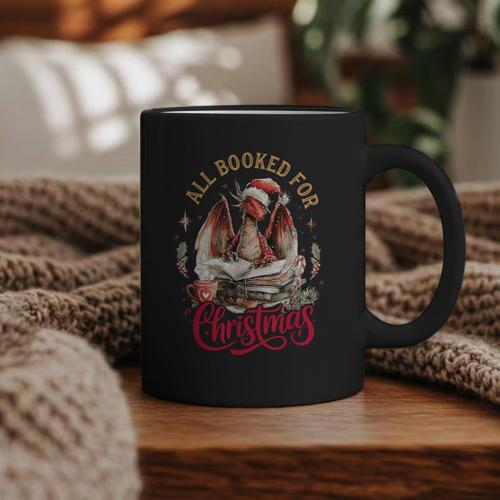 All Booked For Christmas Dragon Graphic Print Coffee Mug - Bookorys