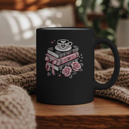 All Booked For Valentine's Coquette Bow Books Teacher Girly Graphic Print Coffee Mug - Bookorys CA