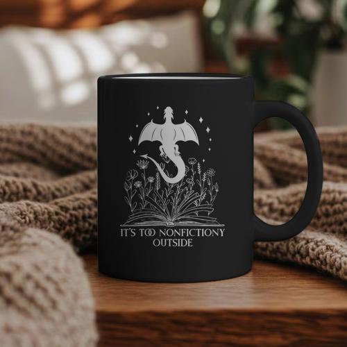 Bookish Dragon Book Club Reading Its Too Nonfictiony Outside Graphic Print Coffee Mug - Bookorys UK