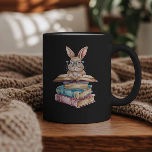 Books Bookworm Reader Book Cute Reading Bunny With Glasses Graphic Print Coffee Mug - Bookorys DE