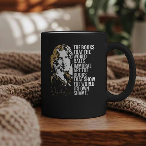 Books Called Immoral World's Shame Dorian Gray Oscar Wilde Graphic Print Coffee Mug - Bookorys AU