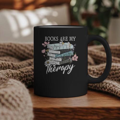 Books Are My Therapy Summer Reading Book Lovers Graphic Print Coffee Mug - Bookorys