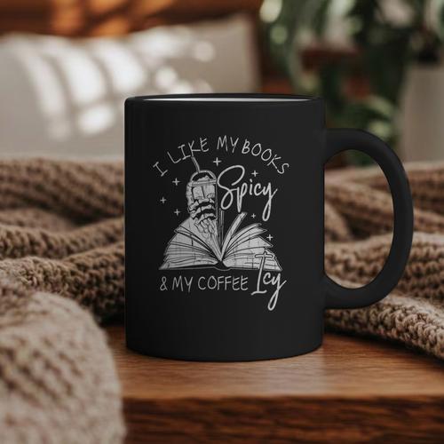 I Like My Books Spicy And My Coffee ICY Graphic Print Coffee Mug - Bookorys AU