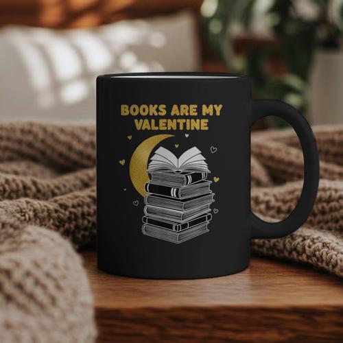 Books Are My Valentine Cute Book Lover Valentine's Day Graphic Print Coffee Mug - Bookorys