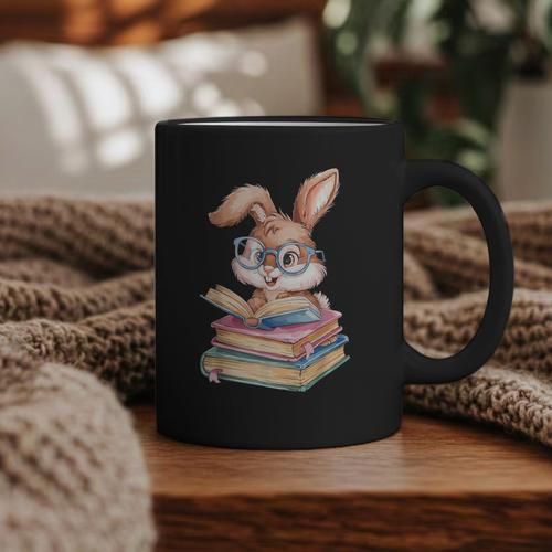 Bunny Rabbit Reading Books Rabbit Books Bunny Reader Graphic Print Coffee Mug - Bookorys CA