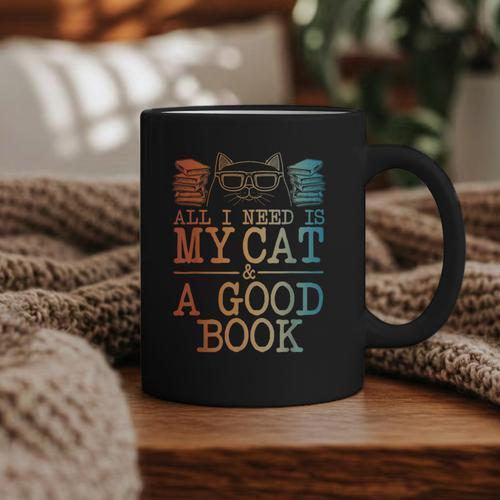 Cat & Book Art For Men Women Cat Librarian Novel Book Lover Graphic Print Coffee Mug - Bookorys DE