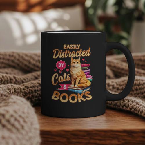 Cat Shirts For Women Book Lover Shirt Cats And Books Graphic Print Coffee Mug - Bookorys CA