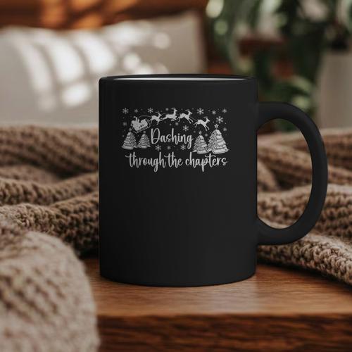 Christmas Book Lover Santa Dashing Through One More Chapter Graphic Print Coffee Mug - Bookorys