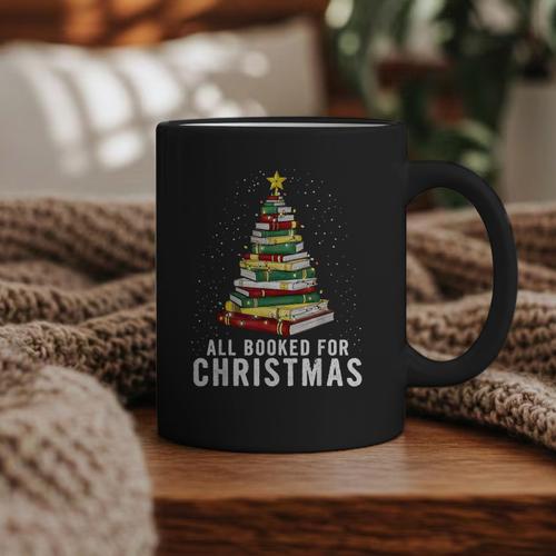 Christmas Book Tree All Booked For Xmas Graphic Print Coffee Mug - Bookorys