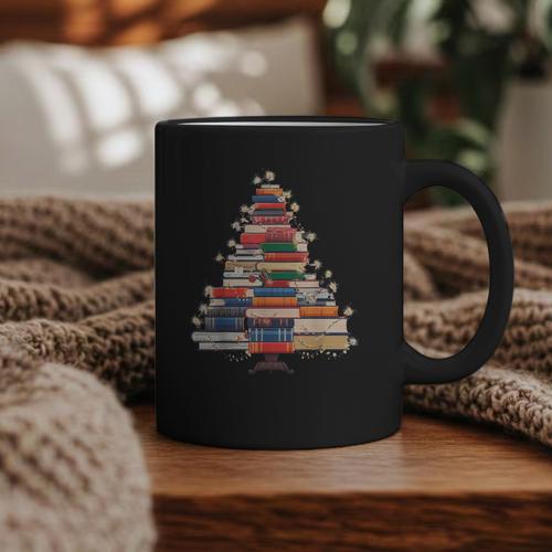 Christmas Tree Book Bookworm Graphic Print Coffee Mug - Bookorys UK