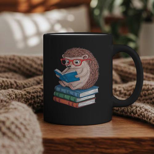 Cool Hedgehog Book Nerd Readers Graphic Print Coffee Mug - Bookorys DE