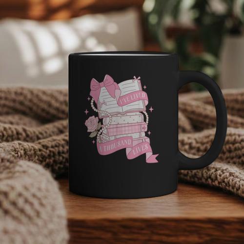 Coquette Reading Book Lover Pink Bow Bookish Mom & Daughter Graphic Print Coffee Mug - Bookorys