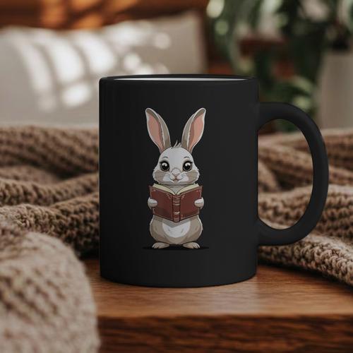 Cute Bookworm Bunny Reading For Kids And Teachers Graphic Print Coffee Mug - Bookorys
