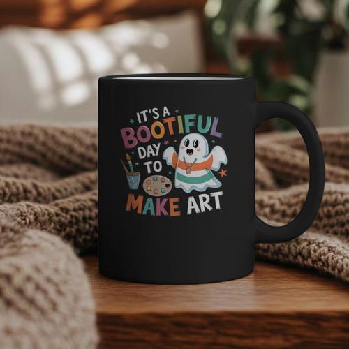 Cute Ghost Book Halloween Spooky Boo School Art Teacher Graphic Print Coffee Mug - Bookorys