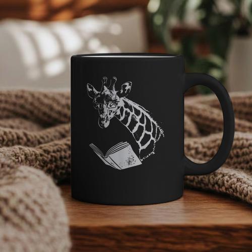 Cute Giraffe Wear Glasses Reading Book Librarian Bookworm Graphic Print Coffee Mug - Bookorys