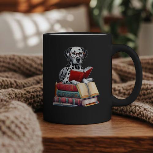 Dalmatian Reading Books Matching Bookworm Readers Librarian Graphic Print Coffee Mug - Bookorys