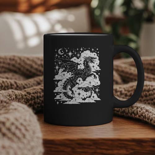 Dark Academia Fantasy Dragon Book Lover Bookish Goblincore Graphic Print Coffee Mug - Bookorys