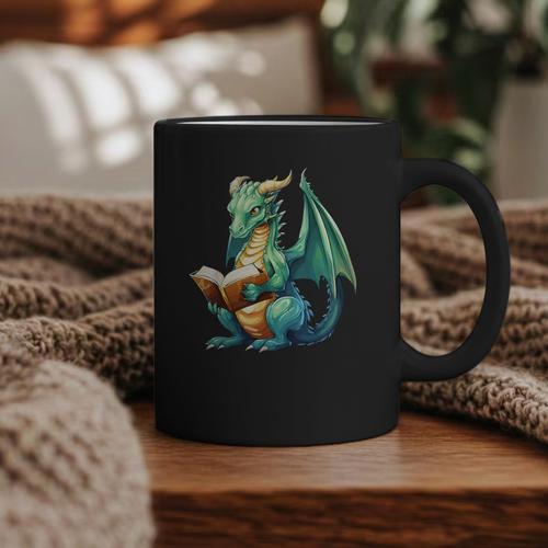 Dragon With Book Graphic Print Coffee Mug - Bookorys