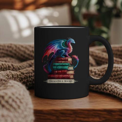 Dragons And Books Dragonworm Book Lover Reading Graphic Print Coffee Mug - Bookorys AU