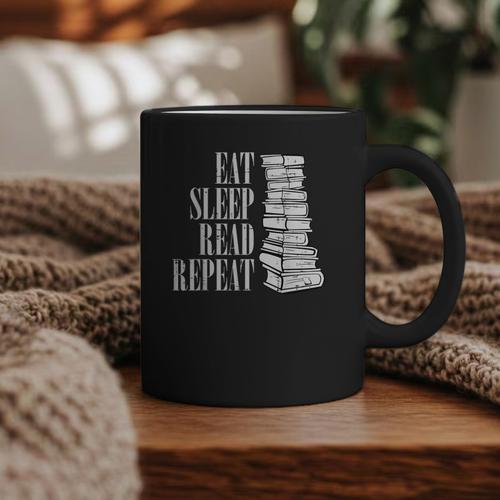 Eat Sleep Read Repeat Reading Book Librarian Men Women Kids Graphic Print Coffee Mug - Bookorys CA