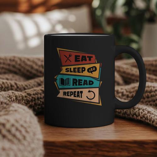 Eat Sleep Read Repeat Reading Books Reader Bookworm Graphic Print Coffee Mug - Bookorys DE