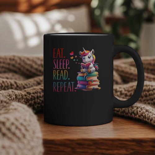 Eat Sleep Read Repeat Unicorn Read Book Reading Lovers Kids Graphic Print Coffee Mug - Bookorys