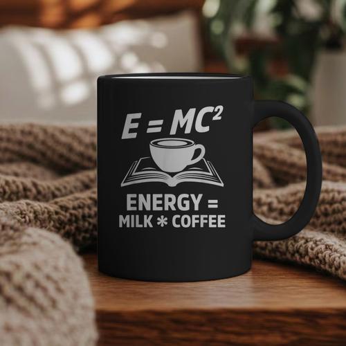 EMC2 Energy Milk x Coffee Science Book Math Lover Graphic Print Coffee Mug - Bookorys