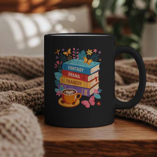 Fantasy Drama Tragedy Books Subtle Anti-Trump Graphic Print Coffee Mug - Bookorys