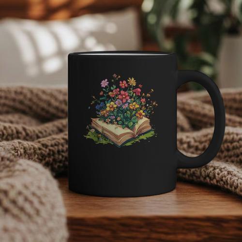 Floral Book Bloom Wildflowers Literature Nature Fantasy Graphic Print Coffee Mug - Bookorys CA