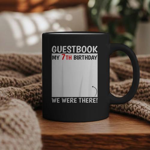 Guestbook 7th Birthday 7 Year Old Born 2018 Bday Graphic Print Coffee Mug - Bookorys UK