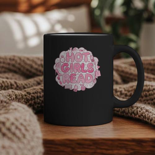 Hot Girls Read Pink Aesthetic Book Lover Reading Graphic Print Coffee Mug - Bookorys