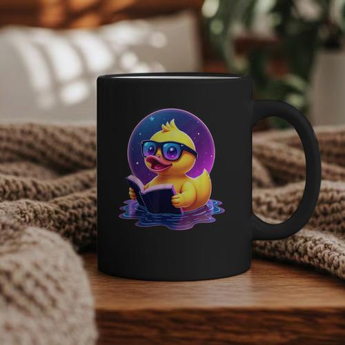 Humor Rubber Duck Reading Book Graphic Print Coffee Mug - Bookorys