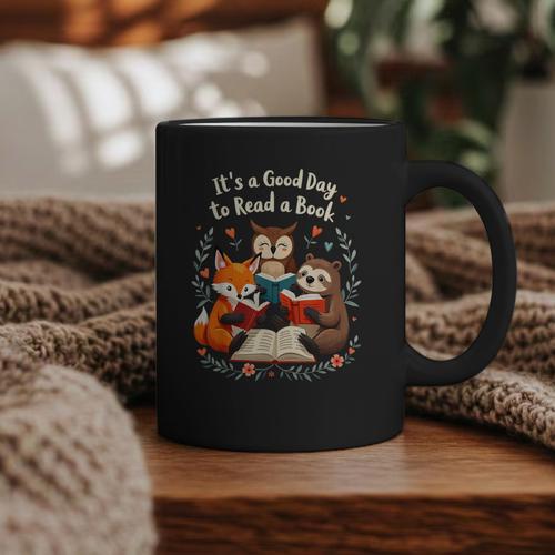 Its A Good Day To Read Book Cute Fox Sloth Owl Novel Reading Graphic Print Coffee Mug - Bookorys