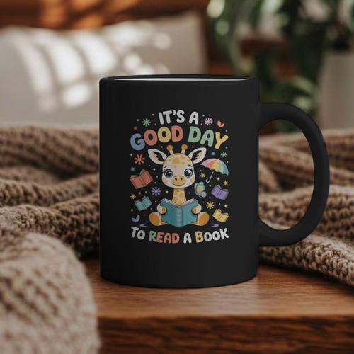 It's a Good Day To Read a Book Cute Giraffe Graphic Print Coffee Mug - Bookorys UK