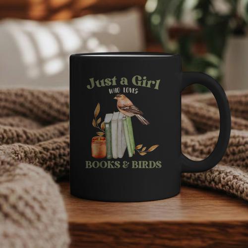 Just a Girl Who Loves Books And Birds Book Reading Bird Love Graphic Print Coffee Mug - Bookorys