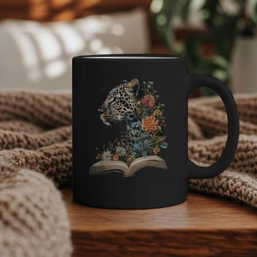 Leopard Book Flower Graphic Print Coffee Mug - Bookorys UK
