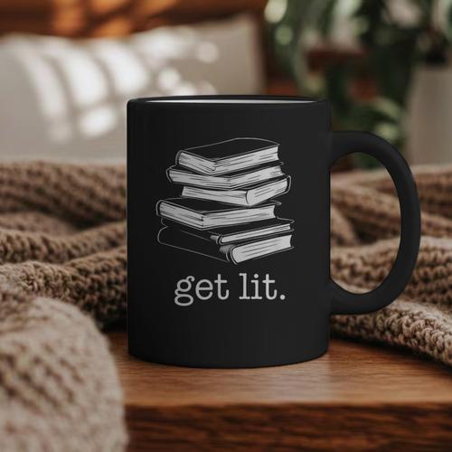 Let's Get Lit Books Graphic Print Coffee Mug - Bookorys