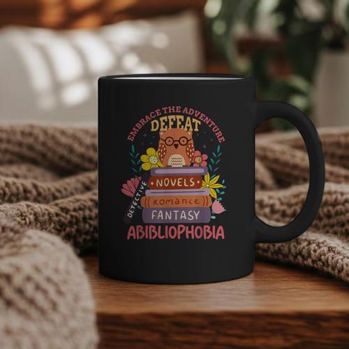 Literature Abibliophobia Book Reader Graphic Print Coffee Mug - Bookorys DE