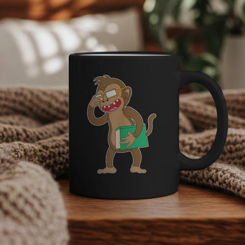 Monkey With a Book Graphic Print Coffee Mug - Bookorys UK