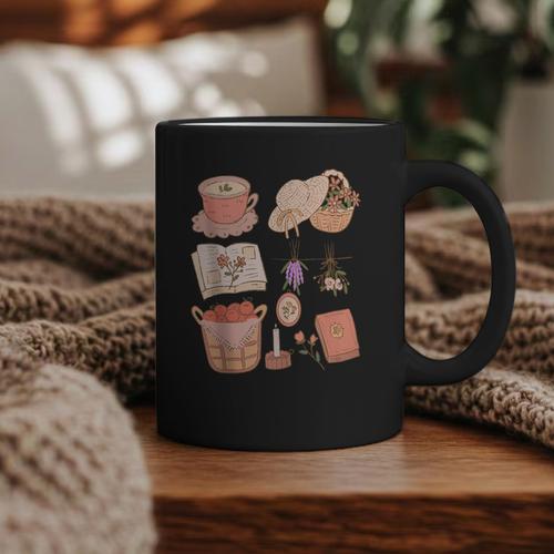 Nature Books And Cottage Core Picnic Art Graphic Print Coffee Mug - Bookorys