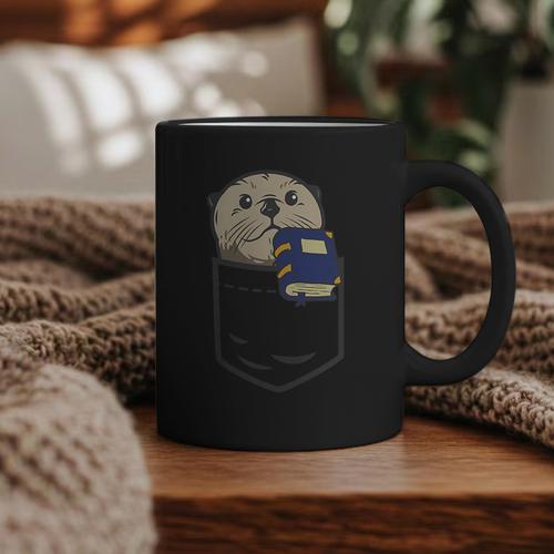 Otter Cute Read Reading Book Librarian Across America Kids Graphic Print Coffee Mug - Bookorys CA