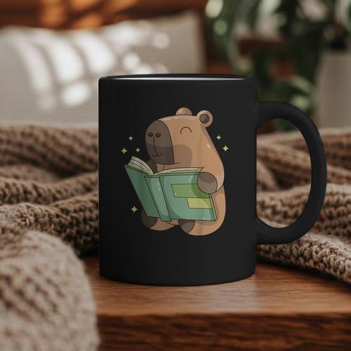 Pet Capybara Is Reading Library Capy Word Book Day Teacher Men Women Kids Graphic Print Coffee Mug - Bookorys AU