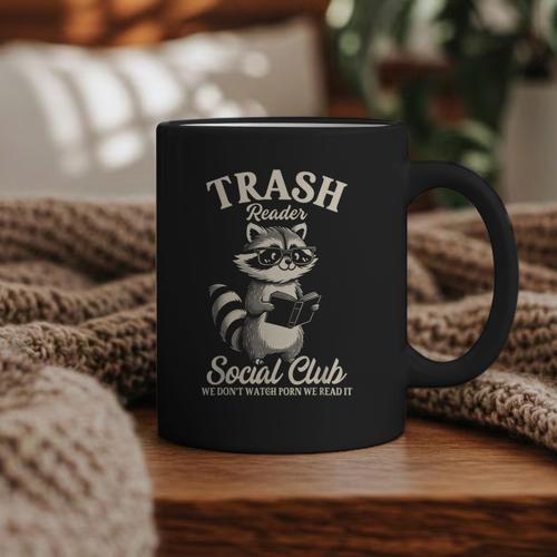 Raccoon Bookworm Readers Library Smut Reader Spicy Book Romance Rash Reader Social Club Graphic Print Coffee Mug - Bookorys