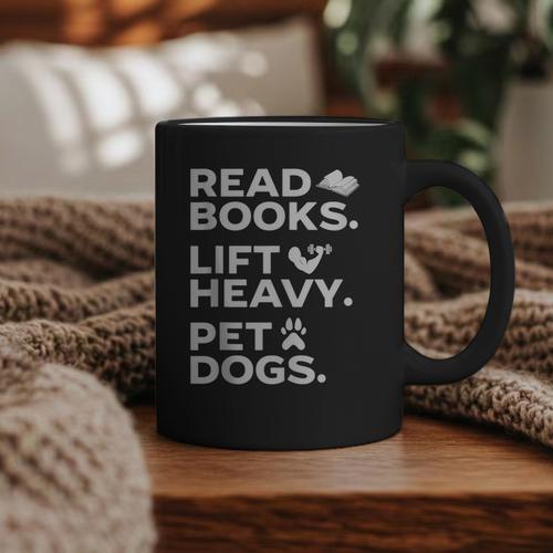 Read Books Lift Heavy Pet Dogs Graphic Print Coffee Mug - Bookorys DE