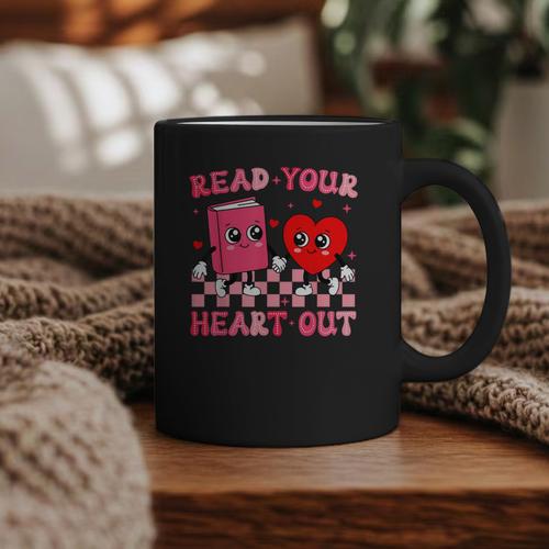 Read Your Heart Out Cute Reading Book Lover Graphic Print Coffee Mug - Bookorys DE