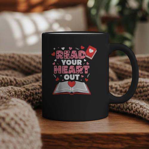 Read Your Heart Out Valentines Day Reading Book Kids Teacher Graphic Print Coffee Mug - Bookorys
